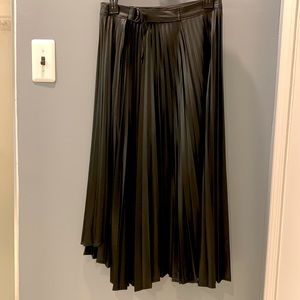 Zara sun burst pleated leather look wrap skirt.